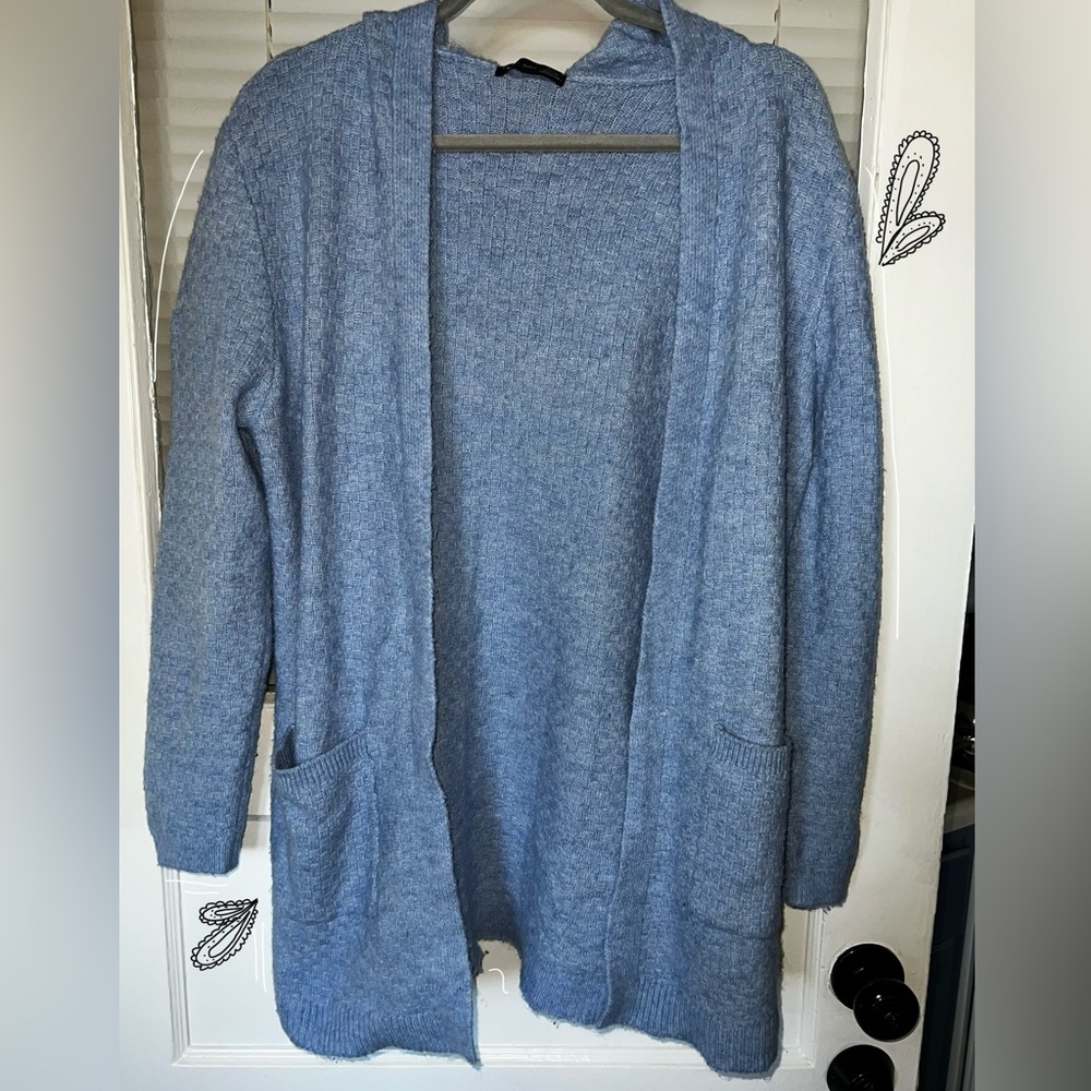 Verve Ami Cozy Hooded Blue Cardigan